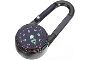 SIZIKJXGHWYI 1PC Compass Camping Climbing Hiking Mini Metal 3-in-1 Multifunctional Carabiner Compass Thermometer Snap Hook Keychain Compass Outdoor Climbing Survival Tools