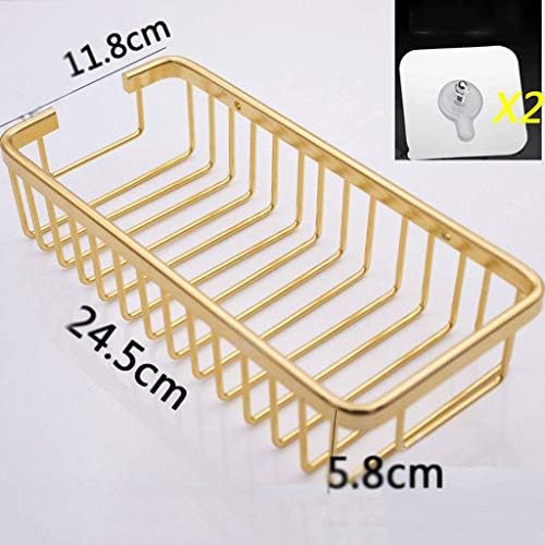 QXJR Resists Water Toilet Paper Tray Toilet Tissue Holder,Toilet Paper Placement Rack Easy Installation Bathroom Storage Wall Mounted Aluminum Bathroom-Square Gold Basket