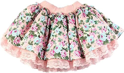 Kids Girl Tutu Lace Cake Skirt Baby Dance Floral Print Pettiskirt D8716Pink 5T