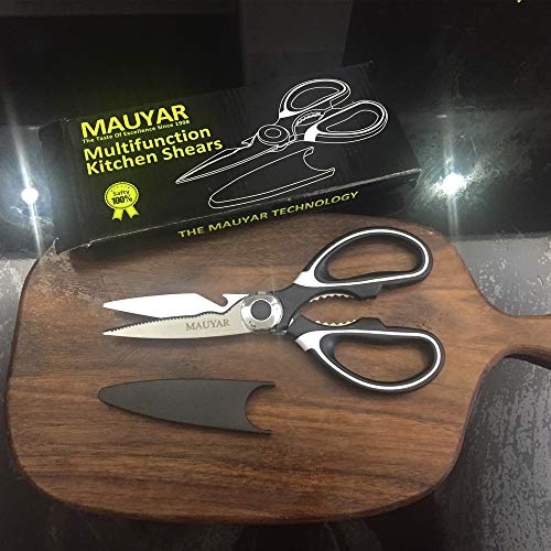 Kitchen Shears, Ultra Sharp Premium Heavy Duty Shears for Kitchen with Stainless Steel Blade and Multi Purpose Scissors for Chicken, Poultry, Fish, Meat, Vegetables, Herbs and BBQ by MAUYAR