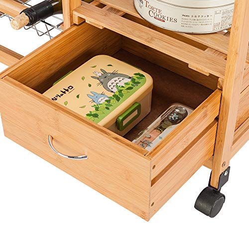 Kitchen Island Cart, Wood Single Drawer Kitchen Storage Cart