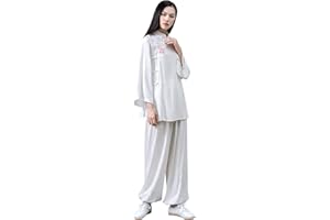 KSUA Women Tai Chi Uniform Cotton Kung Fu Uniform Chinese Style Zen Meditation Casual Long Sleeve Morning Excerises Outfit