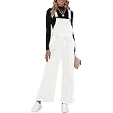Vetinee Womens Overalls Denim Loose Fit Wide Leg Bib Stretch Baggy Jeans Jumpsuit Y2K Comfy
