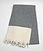Paramus 100% Turkish Cotton Turkish Peshtemal Hamam Towel Wrap Pareo Fouta (37x 70) (Black, 1)