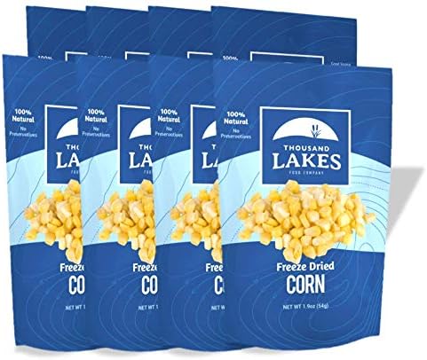 Thousand Lakes Freeze Dried Fruits and Vegetables - Sweet Corn 8-pack 1.9 ounces (15.2 ounces total) | 100% Whole Sweet Corn Kernels | No Added Sugar or Salt