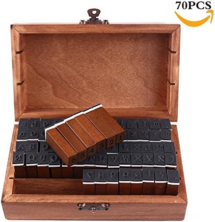 70pcs Wooden Rubber Stamps case Alphabet Letters Number Stamps set by ZLXC