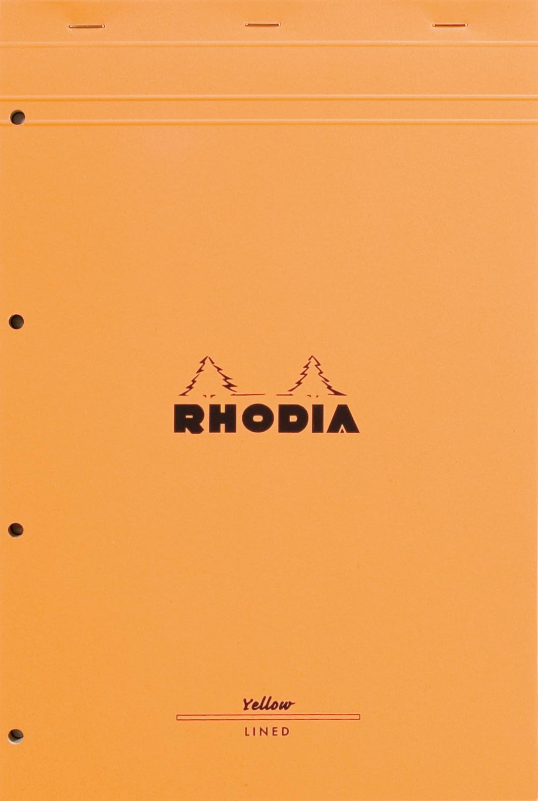 RHODIA 119660C - Stapled Notepad N°119 Orange - A4+ - Ruled - 80 Detachable Sheets Perf. 4 Holes - Clairefontaine Yellow 80G Paper - Soft and Resistant Coated Card Cover - Basics