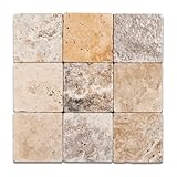 Andean Cream Peruvian Travertine 4 X 4 Tumbled Field Tile - 4-pcs. Sample Set