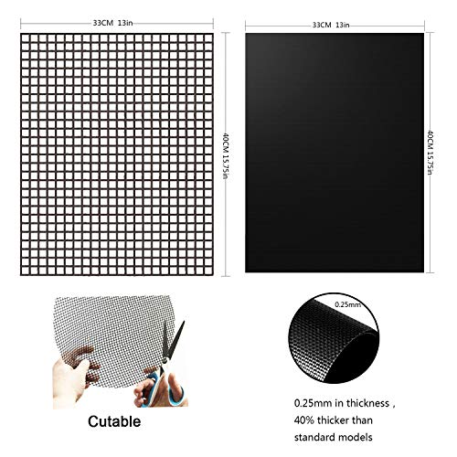 Miaowoof Grill Mat Set of 6-100% Non-Stick BBQ Grill Mats, Heavy Duty, Reusable, and Easy to Clean - Works on Electric Grill Gas Charcoal BBQ 15.75 x 13-Inches(4 Pcs Solid Mat+2 Pcs Mesh Mat) - Thumbnail 6
