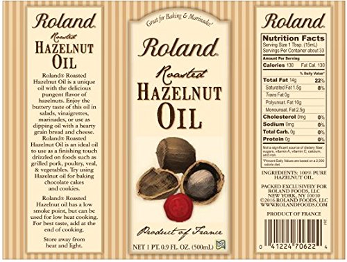 ROLAND FOODS ROASTED HAZELNUT OIL, SPECIALTY IMPORTED FOOD, 16.9 OUNCE, PACK OF 1