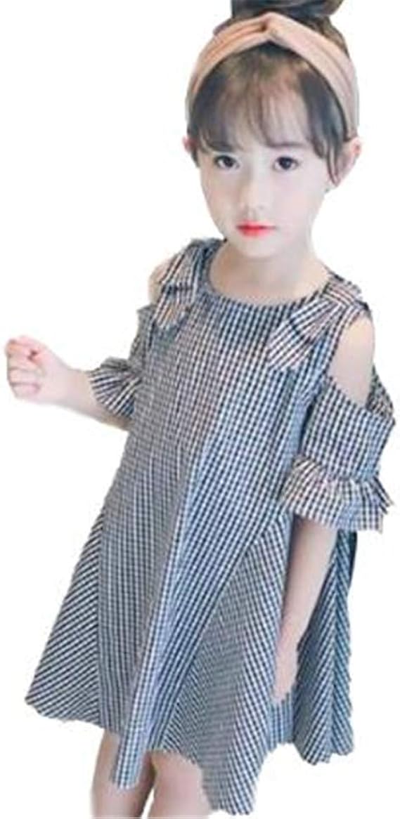 Amazon ダーセン 女の子 ワンピース キッズ 女の子 チェック柄 ワンピース 肩出し フレア ドレス 子供服 ドレス オープンショルダー ワンピース 入学式 発表会 結婚式 夏服 通園 通学 スカート 通販