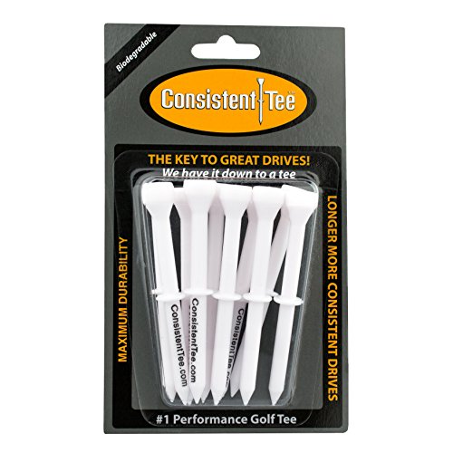 Consistent Tee 3 1/4 Pack of 10 Durable, Biodegradable Tees for Perfect Height and Position (White)