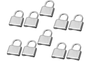 BESTonZON 10pcs Silver 3D Metal Lock Pendants for Necklace DIY Jewelry Accessories for Women Bracelets