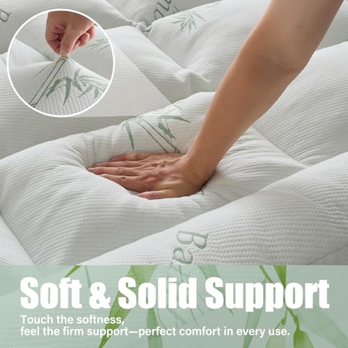 WhatsBedding 5 Inch Memory Foam Mattress Topper King Size for Back Pain Relief, with Cooling Breathable Bamboo Viscose Air Layer, Soft Pillow Top Mattress Topper, 80x78x5in