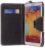 Note 3 Case,Galaxy Note 3 Case,N900,Wallet Leather Case fit Note 3,Kick Stand,Wristlet,Samsung Galaxy Note 3 Case,Black