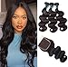 Brazilian Body Wave Bundles With Closure 100% Unprocessed Virgin Human Hair 3 Bundles With Lace Closure 16 18 20+14 Natural Color