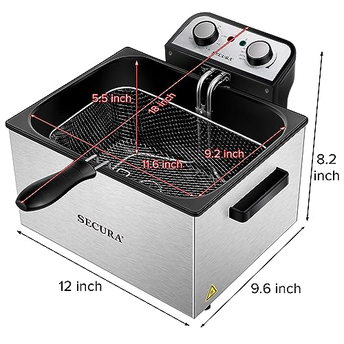 Secura Electric Deep Fryer 1800WWatt Large 4.0L/4.2Qt Professional