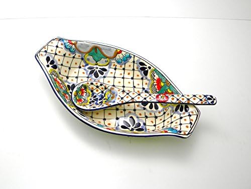 Mexican Talavera Sauce Dish with Spoon