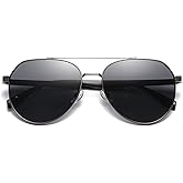Fake Sun Premium Aviator Sunglasses, Full UV Protection, Gunmetal Grey Frame with Grey Polarized Lenses