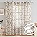 jinchan Linen Curtains for Living Room, Moroccan Tile Printed Curtains 84 Inch Length for Bedroom, Lattice Light Filtering Drapes, Grommet Top Window Treatments, Taupe on Beige, 2 Panels Set