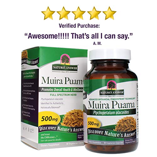 Nature's Answer Muira Puama Bark 90 Capsules 100 Natural Vegan High
