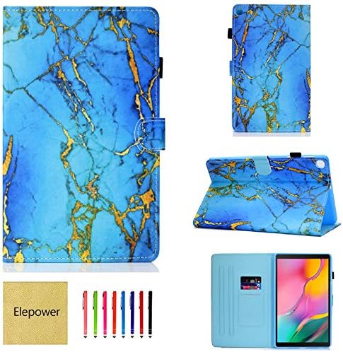 Elepower Folio Case for Galaxy Tab A 10.1 2019, Slim Fit Multi-Angle Stand PU Leather Pattern Cover with Magnetic Closure/Card Slots for Samsung Galaxy Tab A 10.1 Inch SM-T510/T515, Gold Marble