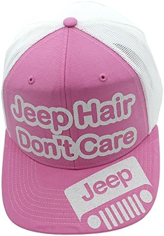 Jeep hair Don't Care Glittering Trucker Style Baseball Cap Hat (Pink)
