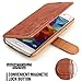 Mulbess Layered Samsung Galaxy S5 Mini Leather Case，Flip Phone Case Wallet with Magnetic Clasp for Samsung Galaxy S5 Mini Cover, Brown
