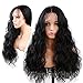 Giannay Hair Lace Front Wigs Natural Water Wave Wigs Synthetic Wig Glueless Long Wavy Wig Half HandMade High Temperature Heat Resistant Fiber Wig with Baby Hair Black Color for Women 24 Inch