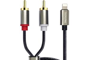 DUOYUTING RCA Audio Cable, iOS Phone to 2 Male RCA Stereo Audio Y-Adapter for iPhone/Sound Box/Amplifier/Home Theater etc. (3.4ft)