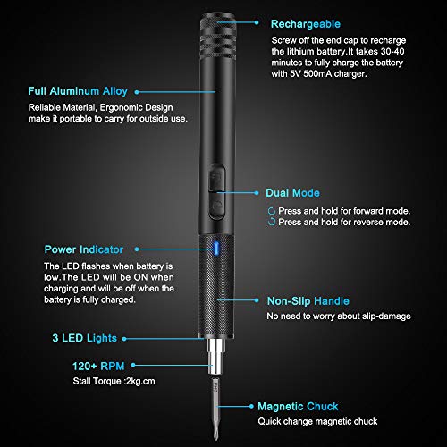 image for Electop Portable Cordless Screwdriver, Rechargeable USB Power Supply M