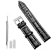 CIVO 2 Packs Genuine Leather Watch Bands Top Calf Grain Leather Watch Strap 16mm 18mm 20mm 22mm 24mm for Men and Women (22mm, Black/Dark Brown(White Stitching))
