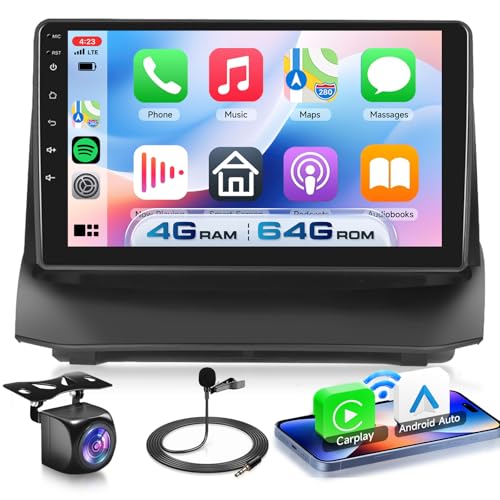 VECHTEL 4G+64G Android 15 Car Radio for Ford Fiesta 2009-2014, 9 Inch HD Tactile Screen Stereo Car Stereo Car with Carplay Android Car Wireless GPS Wi-Fi 2USB Bluetooth 5.0 Radio FM RDS EQ Rearview Camera