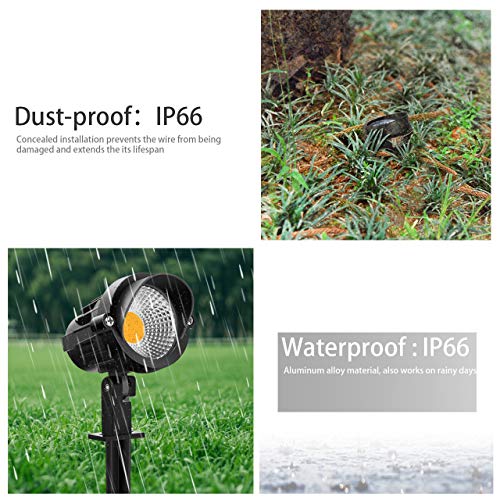 MEIKEE 6W LED Gartenleuchte mit Erdspieß 85-265V/AC Warmweiß 2700K 500LM Gartenstrahler IP66 Wasserdicht für Strauch… – Bild 5