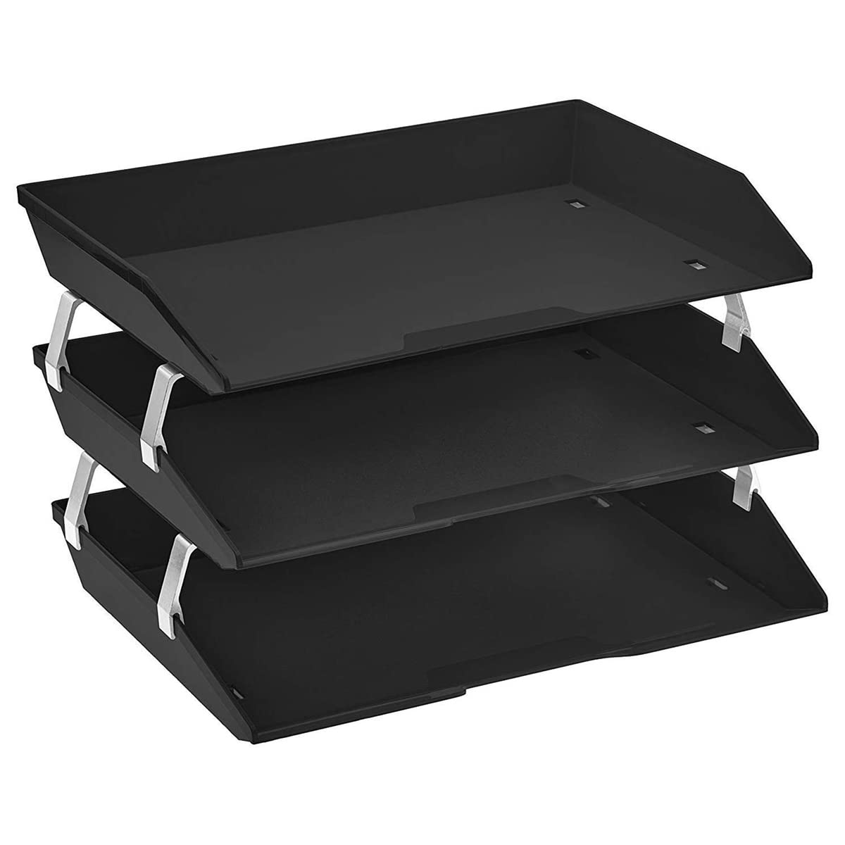 Acrimet Facility 3 Tier Letter Tray, Side Load, Letter Size/A4, Desktop File Organizer, Plastic (Black Color)