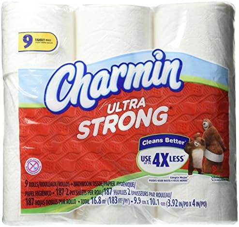 CharminUltra Strong Bathroom Tissue, 9 Family Rolls, 187 - 2 ply sheets Per Roll