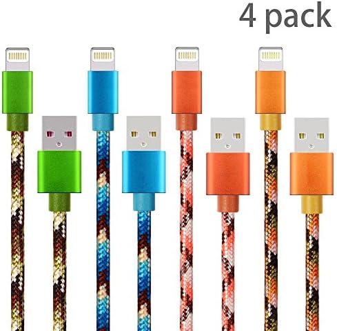 Gulf W[4 Pack-3M ] Lightning Cable, iPhone Charger Cable Nylon Braided for iPhone 7/7 Plus/6s/6s Plus/6/6 Plus, iPad 4, iPad Air 1/2, iPad Mini 1/2/3 (4 Pack-3M-Camouflage)