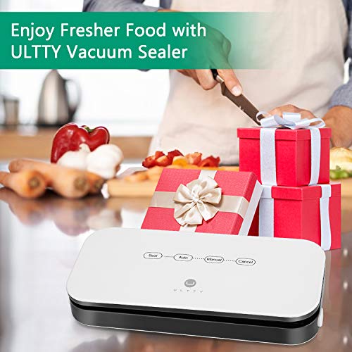 ULTTY Vacuum Sealer Machine with Starter Kits Automatic Food Sealer for Sous Vide Dry Moist Available SKJ-CR009B White