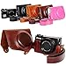 First2savvv XJPT-G7X-10 dark brown full body Precise Fit PU leather digital camera case bag cover with should strap for Canon PowerShot G7X