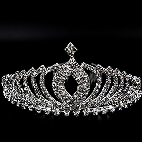 Vinida Crystal Tiara Crown Headband for Wedding Prom Bridal Birthday (Sliver)