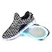 Fashion LED Shoes Light Up Sneaker 7 Color Flashing USB Charging Christmas Gift Flyknit Sports Shoes (7.5B(M)US-women/ 6D(M)US-men, Flyknit Black)