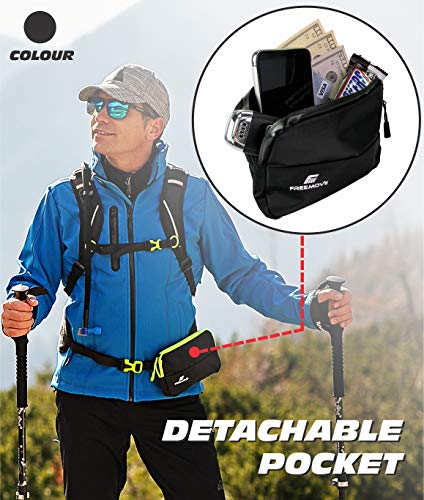 External Detachable Pocket for Backpacks and Waist Belts. Durable, Lightweight and Water-resistant Great for Hiking, Running, Jogging, Cycling, Biking, Skiing, Water Sports, Rave Festival, Traveling