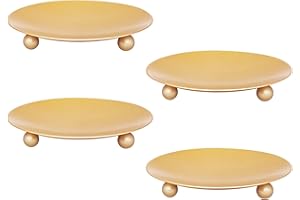 EITMOW Candle Holder Decorative Iron Plate,Candle Stand for LED & Wax Candles,Spa,Bathroom,Weddings,4.33x0.78inch,Set of 4 (Gold)