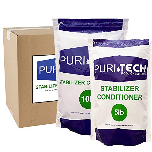 Puri Tech Pool Chemicals Stabilizer Conditioner Cyanuric Acid UV Protection for Swimming Pools and Spas Protects Improves The Effectiveness of Chlorine Resealable Bag (15lb)