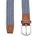 Ayliss Men's Elastic Fabric Woven Stretch Belt Leather Inlay,Blue&White