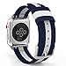 MoKo Band for Apple Watch Series 3 Bands, Fine Woven Nylon Adjustable Replacement Band Sport Strap for iWatch 42mm 2017 series 3 / 2 / 1, Blue & White (Not fit 38mm Versions)