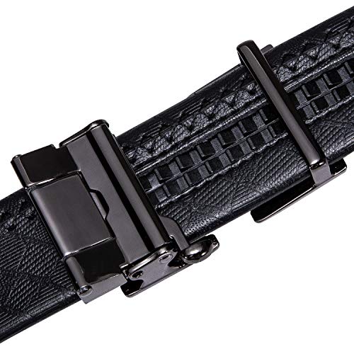 Dubulle Men Designer Belt Genuine leather Black Batman Fashion Adjustable Sliding Automatic Buckle for Casual Party Cool Gift