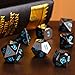 TecUnite 7 Dice Metal Polyhedral Dice Set Role Playing Game Dice Set with Storage Bag (Shiny Black and Blue)