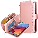 LG G6 case, E LV LG G6 Case Cover - PU Leather Flip Folio Wallet Purse Case Cover for LG G6 (2017) - [ROSE GOLD]