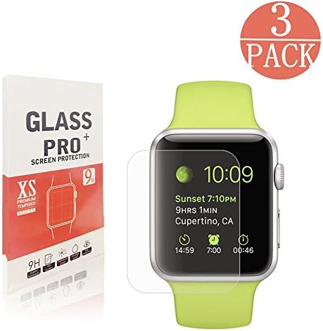 [3 - Pack] Apple Watch 42mm Screen Protector, Wtbone [Only Cover Flat Area] [9H Hardness] [Anti-Scratch] [Anti-Shatter] [Anti-Fingerprint] Tempered Glass Screen Protector for Apple Watch 42mm